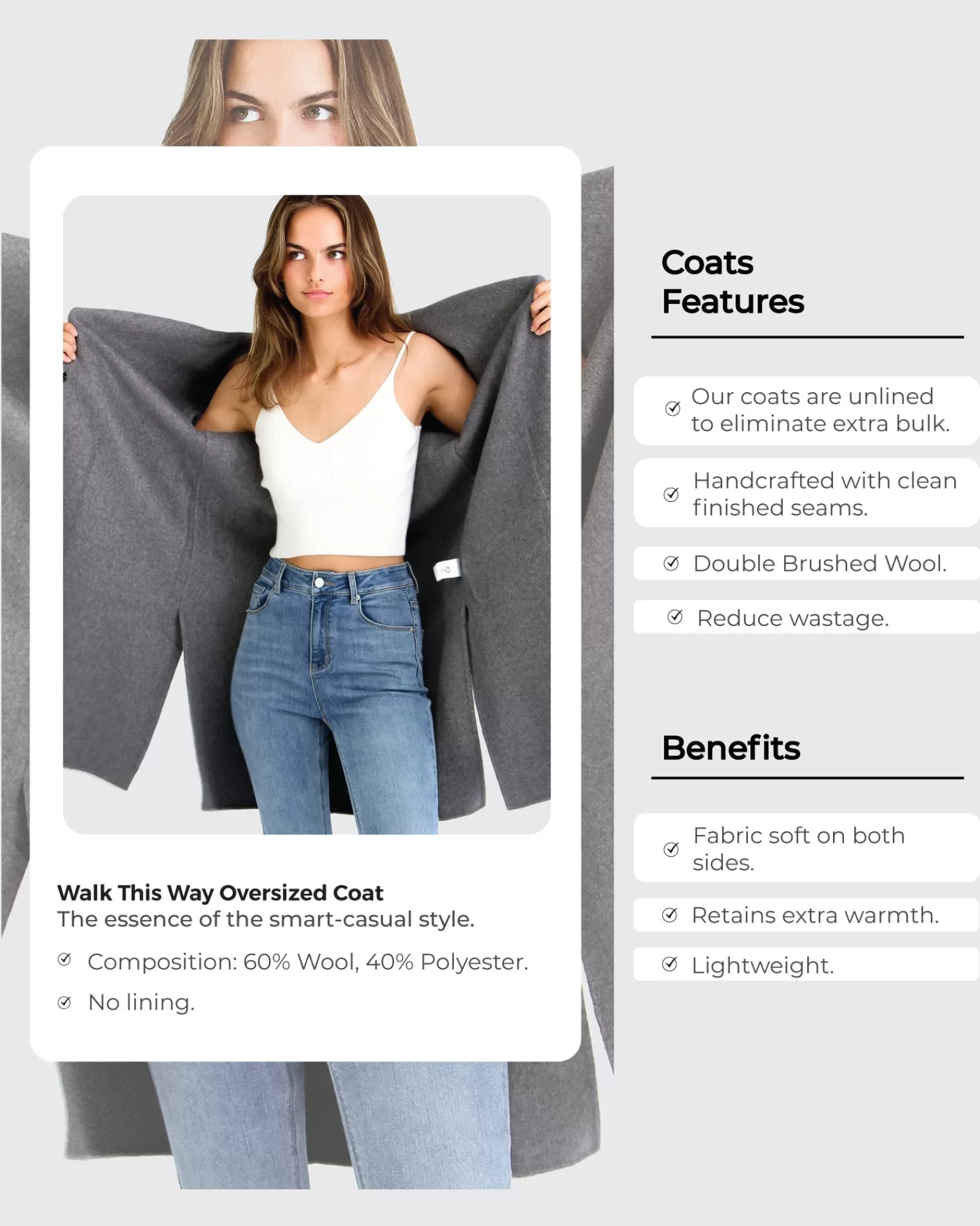 Belle & Bloom Walk This Way Wool Blend Oversized Coat -