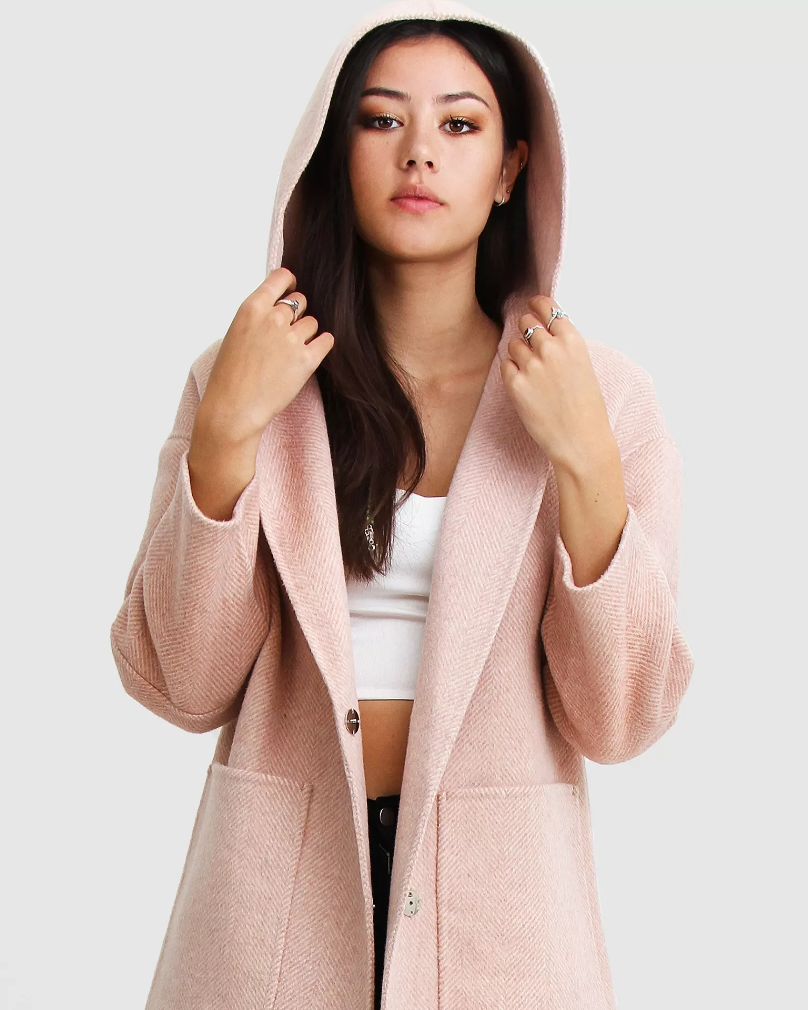 Belle & Bloom Walk This Way Wool Blend Oversized Coat - Blush Pink