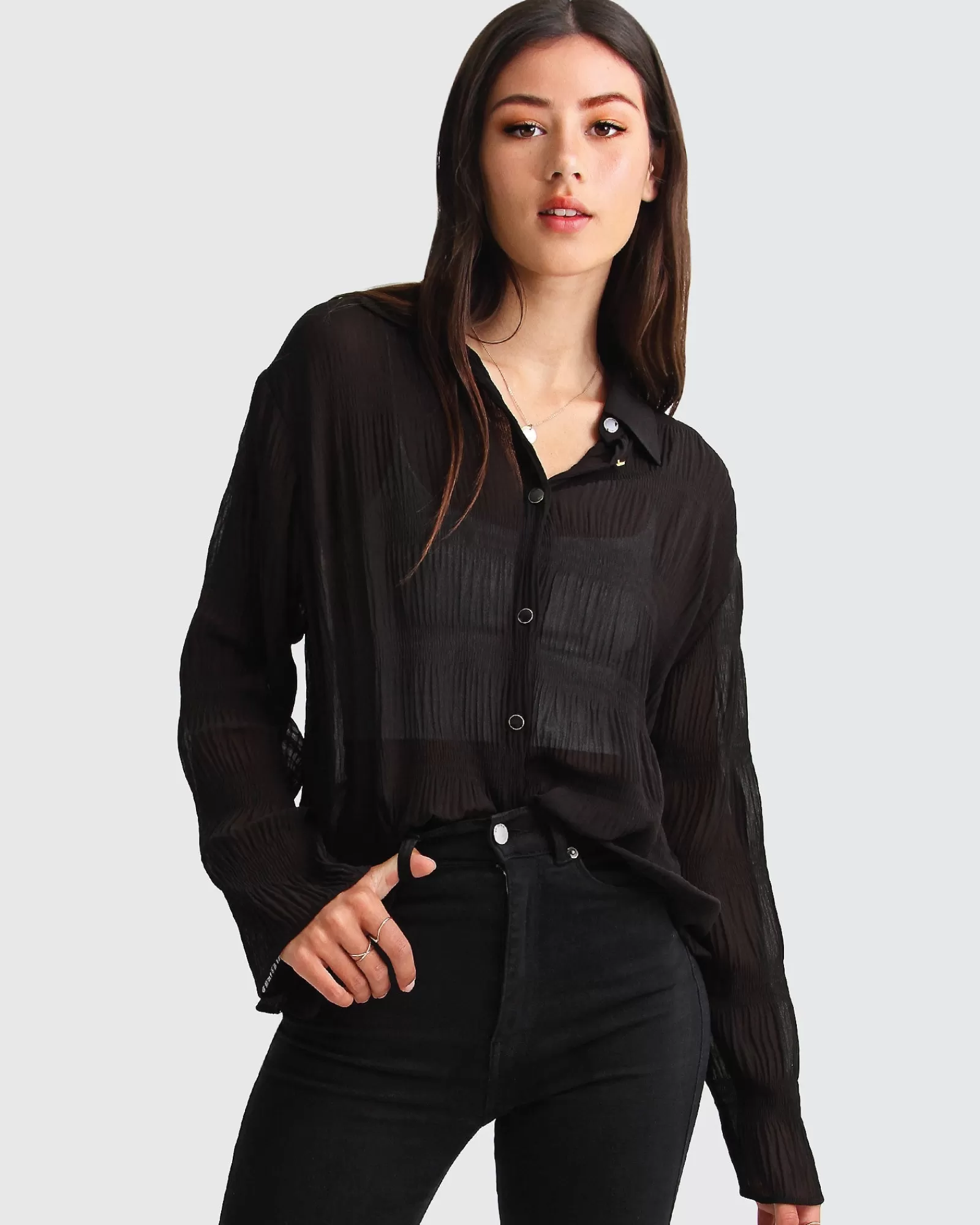 Belle & Bloom Yoko Shirred Chiffon Blouse -