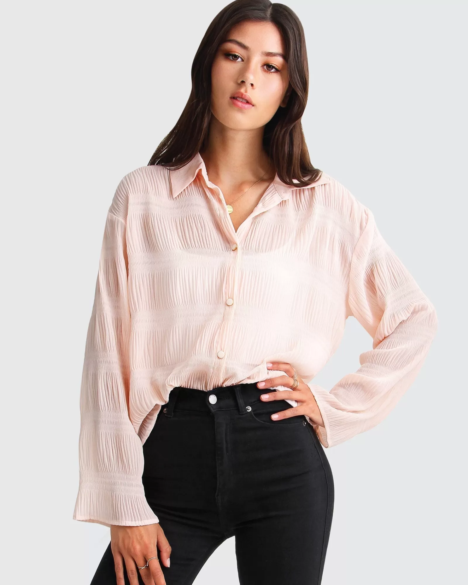 Belle & Bloom Yoko Shirred Chiffon Blouse -