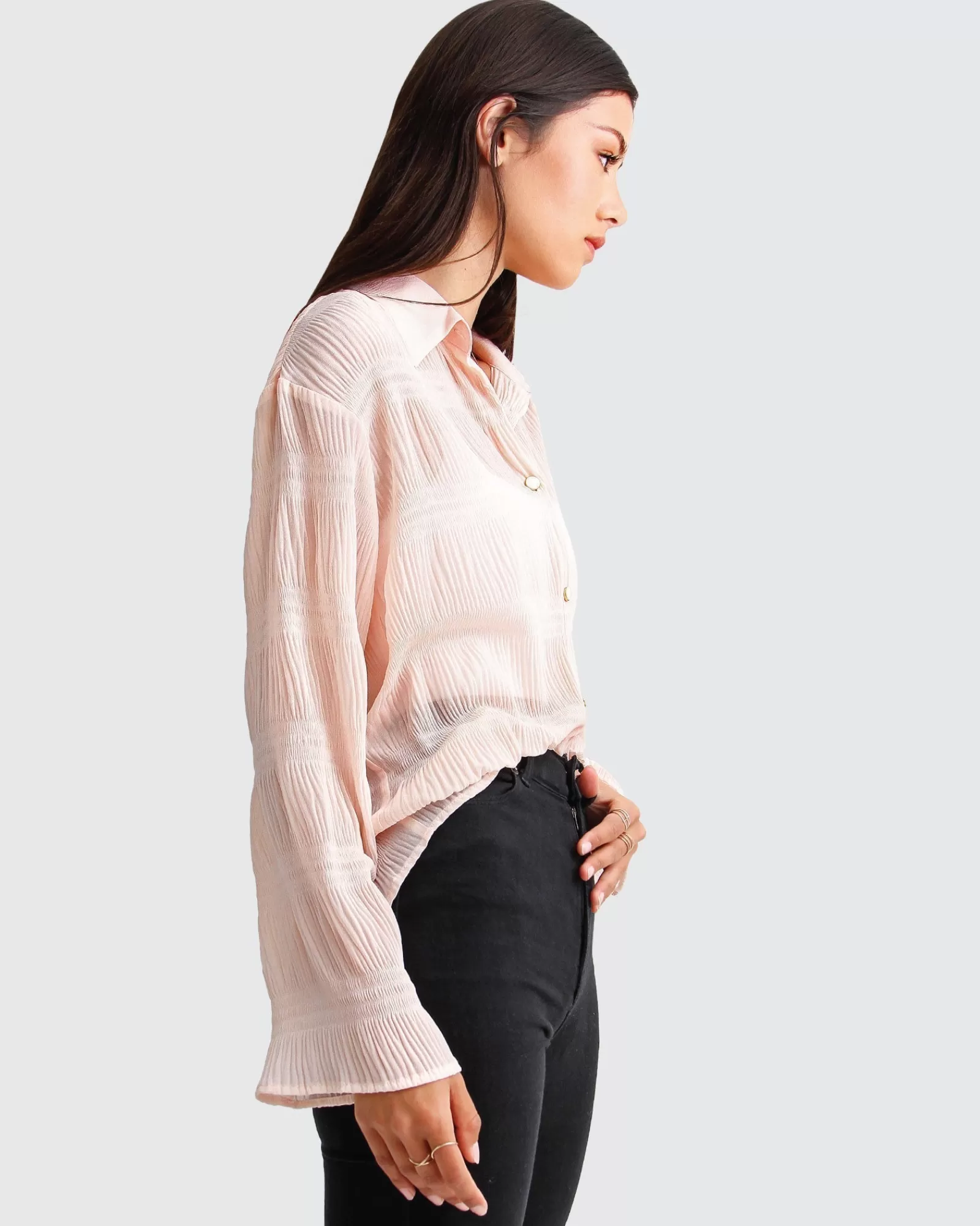 Belle & Bloom Yoko Shirred Chiffon Blouse -