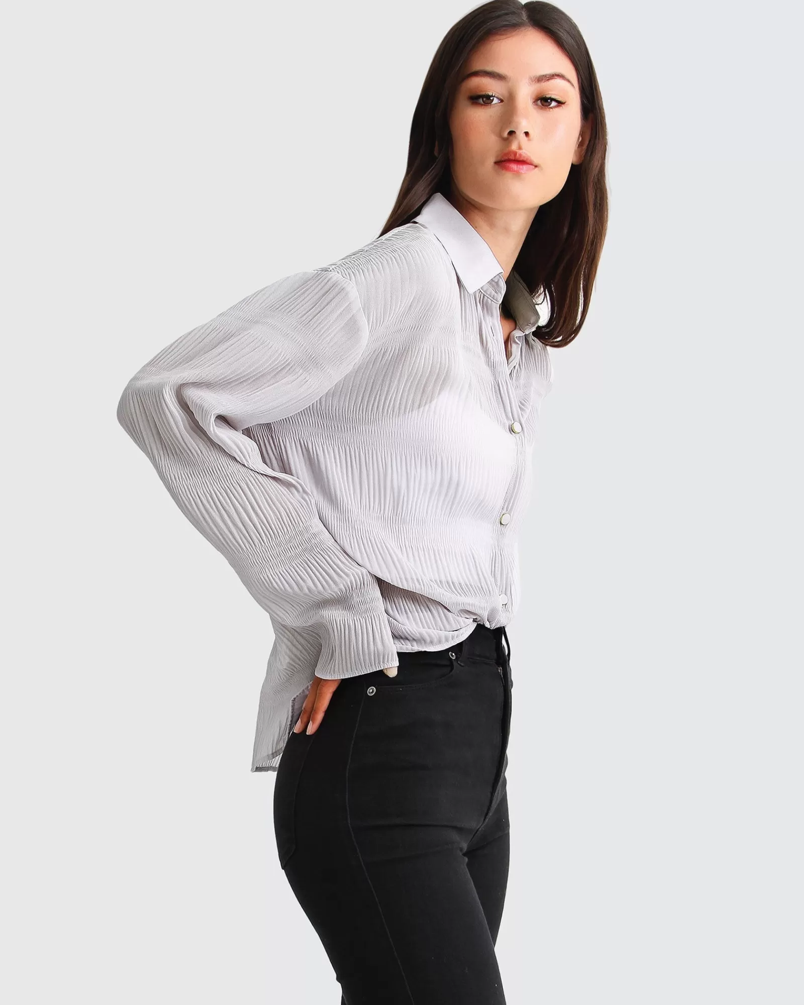 Belle & Bloom Yoko Shirred Chiffon Blouse -