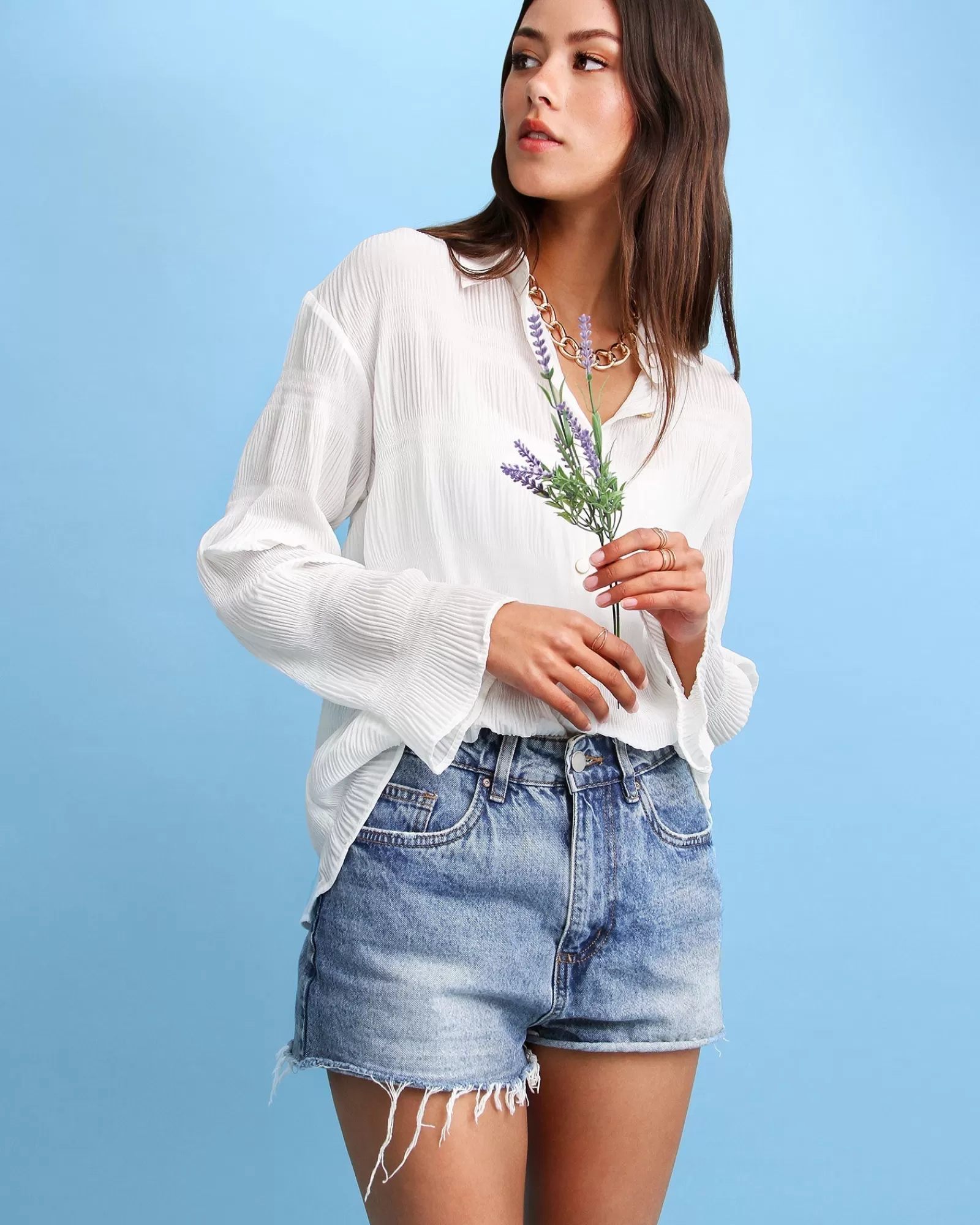 Belle & Bloom Yoko Shirred Chiffon Blouse -