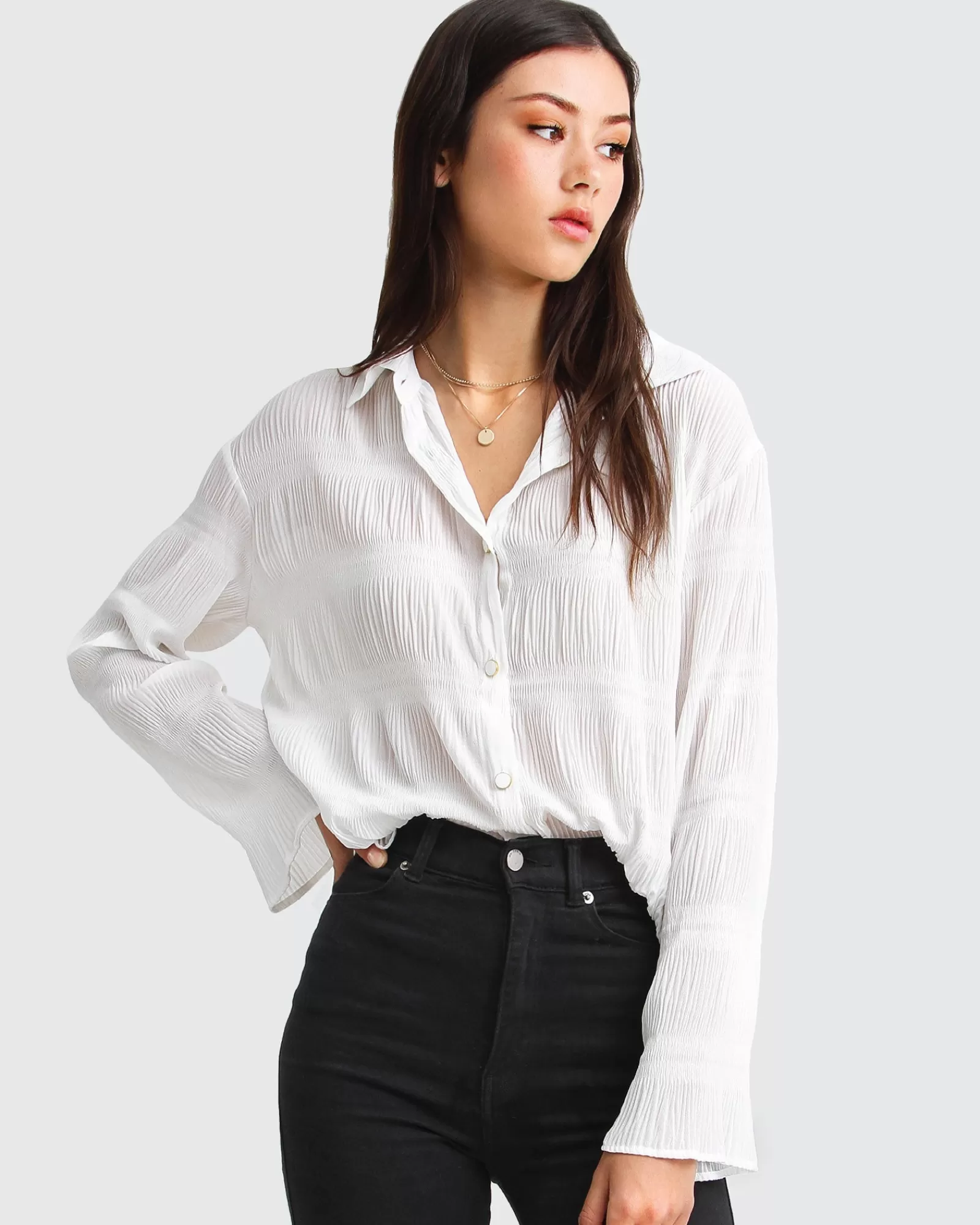 Belle & Bloom Yoko Shirred Chiffon Blouse -